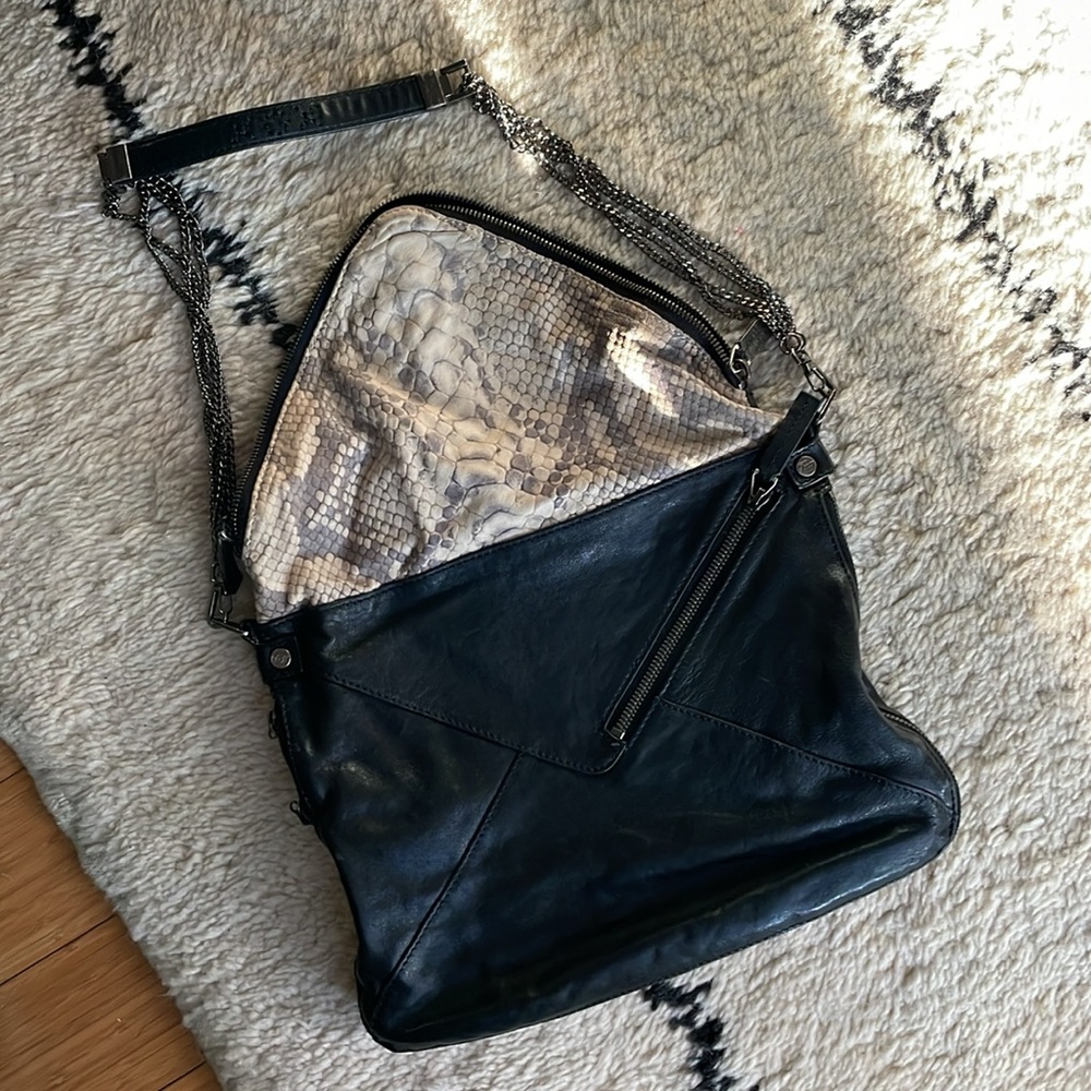 Boyy Slash Printed Python Envelope Bag, Black - image 3